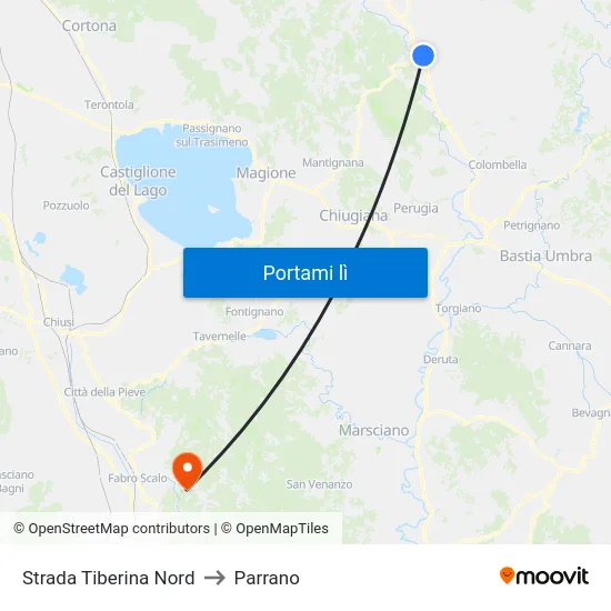 Strada Tiberina Nord to Parrano map