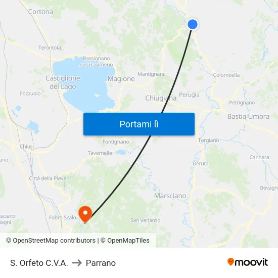 S. Orfeto C.V.A. to Parrano map