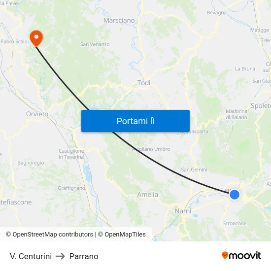 V. Centurini to Parrano map