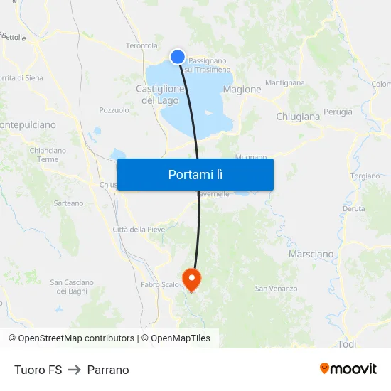 Tuoro FS to Parrano map