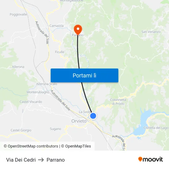 Via Dei Cedri to Parrano map