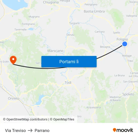 Via Treviso to Parrano map