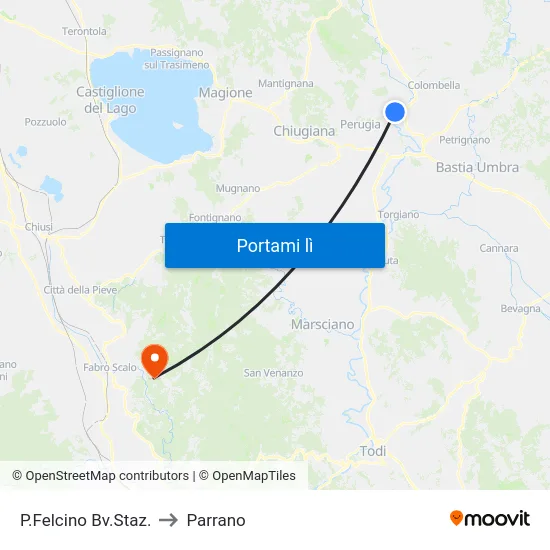 P.Felcino Bv.Staz. to Parrano map