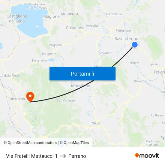 Via Fratelli Matteucci 1 to Parrano map