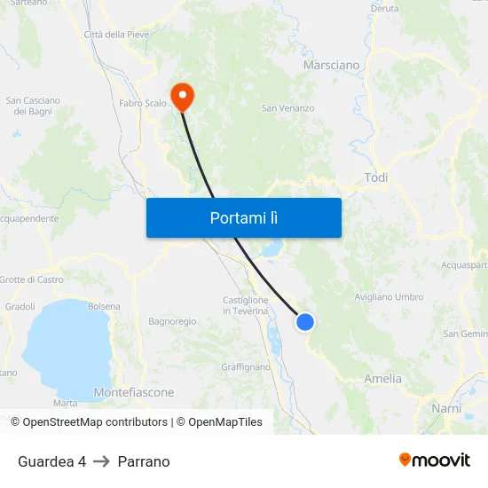 Guardea 4 to Parrano map