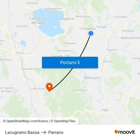 Lacugnano Bassa to Parrano map