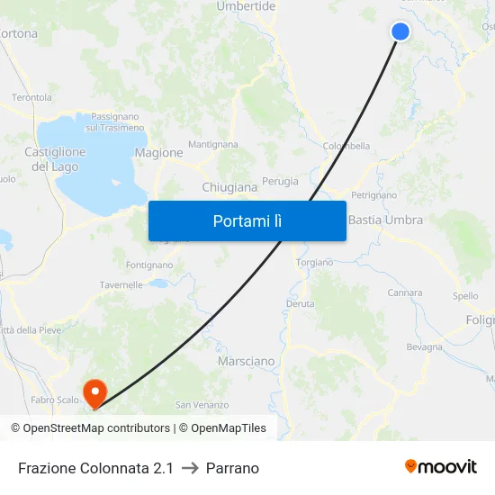 Frazione Colonnata 2.1 to Parrano map
