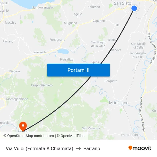 Via Vulci (Fermata A Chiamata) to Parrano map