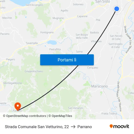 Strada Comunale San Vetturino, 22 to Parrano map