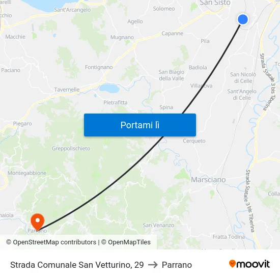 Strada Comunale San Vetturino, 29 to Parrano map