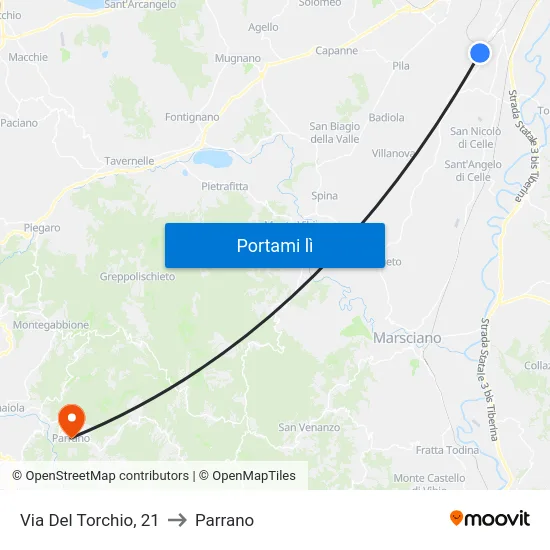 Via Del Torchio, 21 to Parrano map
