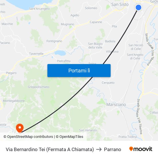 Via Bernardino Tei (Fermata A Chiamata) to Parrano map