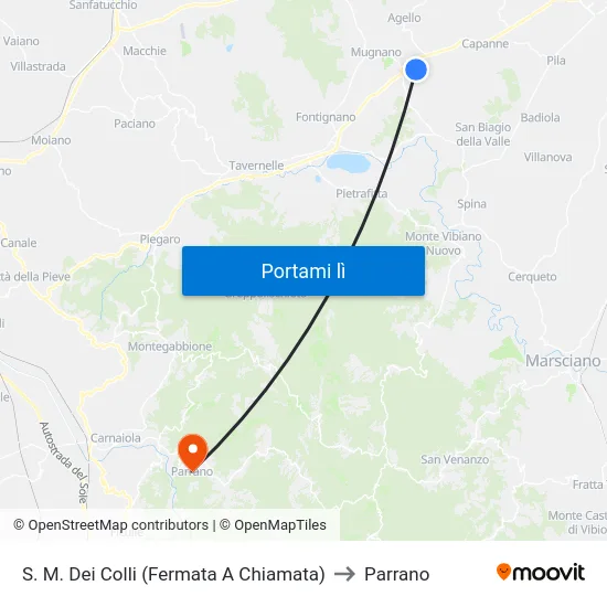 S. M. Dei Colli (Fermata A Chiamata) to Parrano map