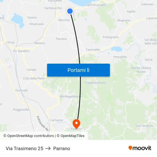 Via Trasimeno 25 to Parrano map
