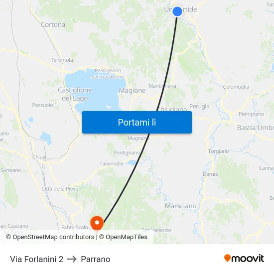 Via Forlanini 2 to Parrano map