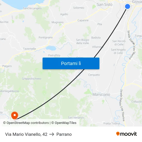 Via Mario Vianello, 42 to Parrano map