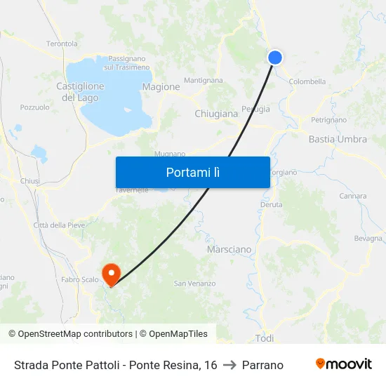 Strada Ponte Pattoli - Ponte Resina, 16 to Parrano map
