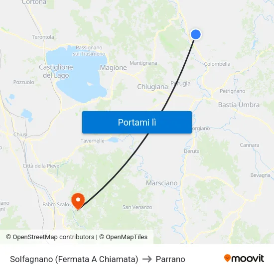 Solfagnano (Fermata A Chiamata) to Parrano map