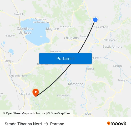 Strada Tiberina Nord to Parrano map