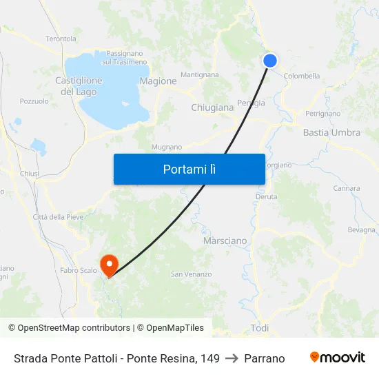 Strada Ponte Pattoli - Ponte Resina, 149 to Parrano map