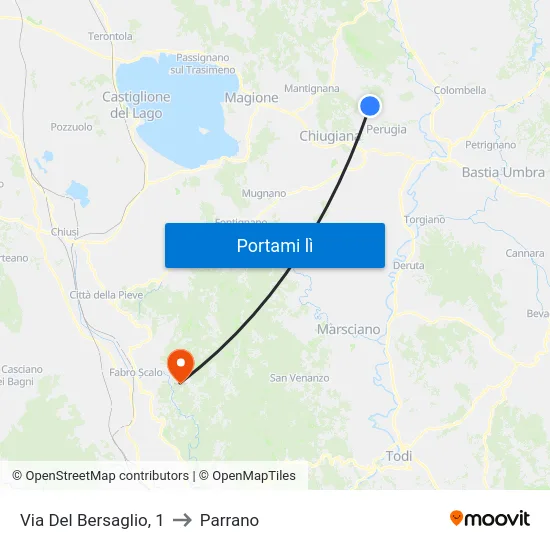Via Del Bersaglio, 1 to Parrano map