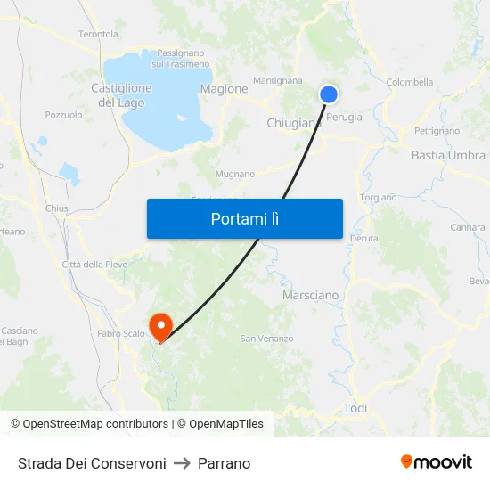 Strada Dei Conservoni to Parrano map