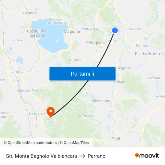 Str. Monte Bagnolo Valbiancara to Parrano map