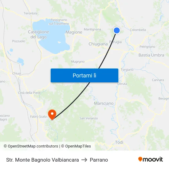 Str. Monte Bagnolo Valbiancara to Parrano map