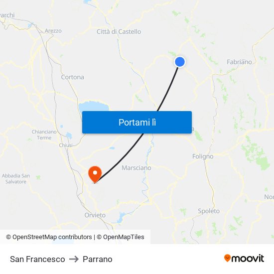 San Francesco to Parrano map