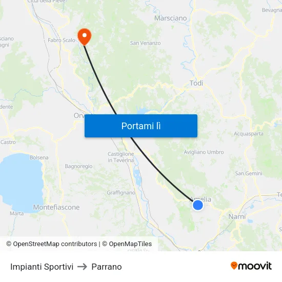 Impianti Sportivi to Parrano map