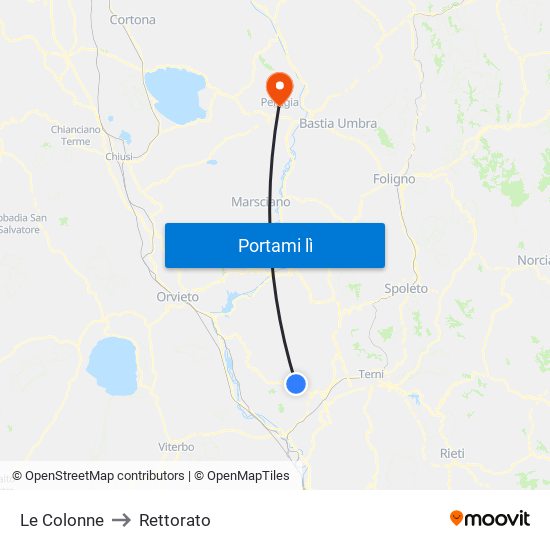 Le Colonne to Rettorato map