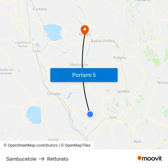 Sambucetole to Rettorato map