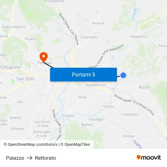 Palazzo to Rettorato map