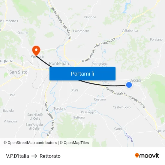 V.P.D'Italia to Rettorato map