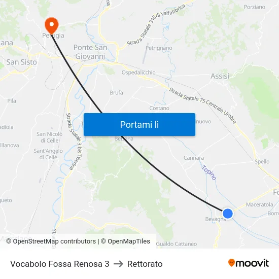 Vocabolo Fossa Renosa 3 to Rettorato map