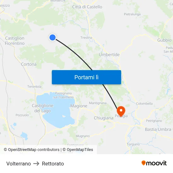 Volterrano to Rettorato map