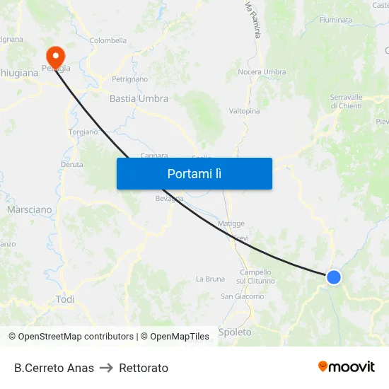 B.Cerreto Anas to Rettorato map