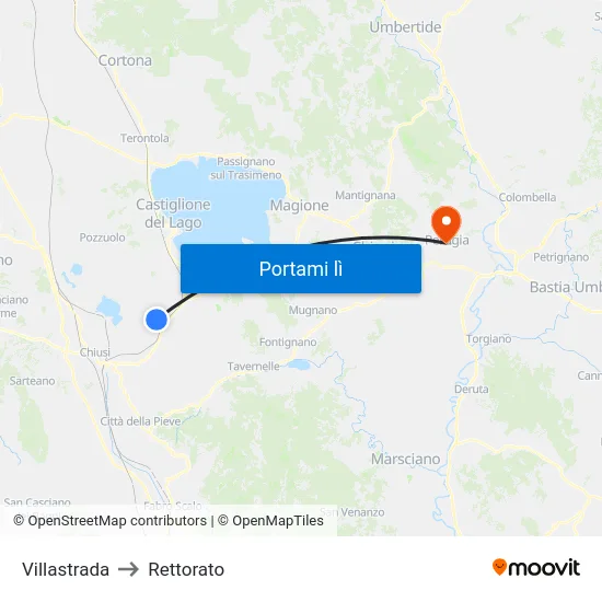 Villastrada to Rettorato map
