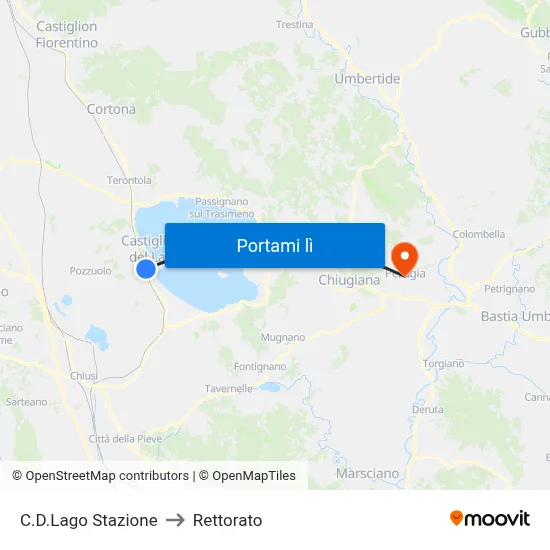C.D.Lago Stazione to Rettorato map