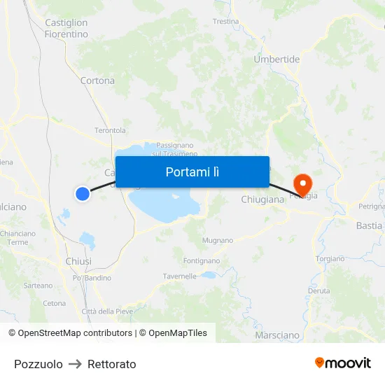 Pozzuolo to Rettorato map