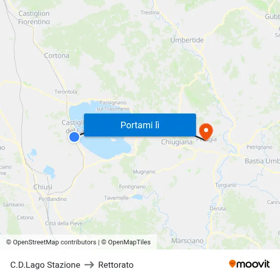 C.D.Lago Stazione to Rettorato map