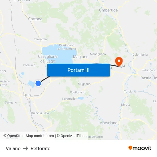 Vaiano to Rettorato map