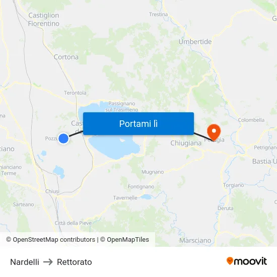 Nardelli to Rettorato map