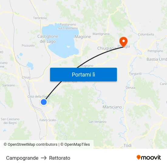 Campogrande to Rettorato map