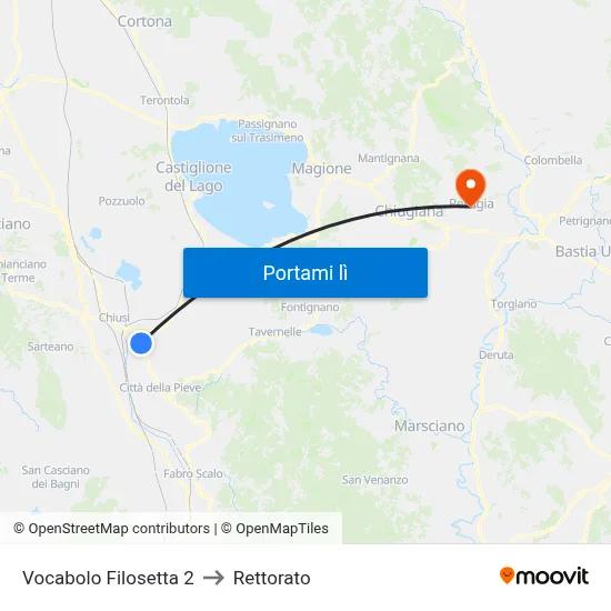 Vocabolo Filosetta 2 to Rettorato map