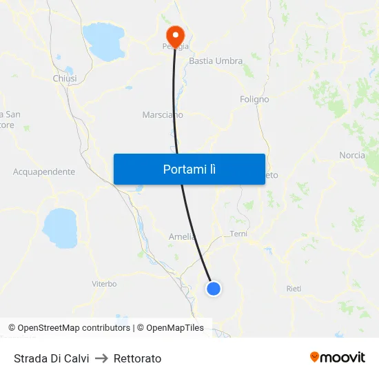 Strada Di Calvi to Rettorato map