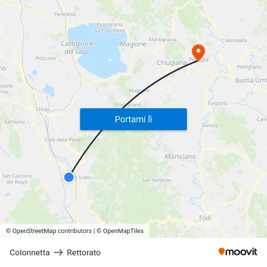 Colonnetta to Rettorato map