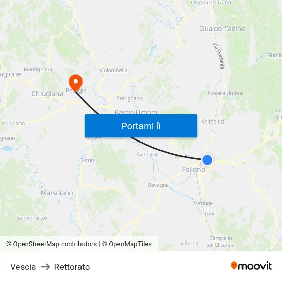 Vescia to Rettorato map