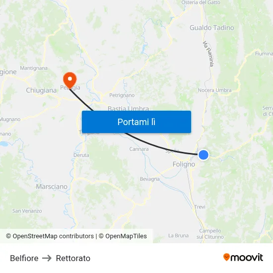 Belfiore to Rettorato map