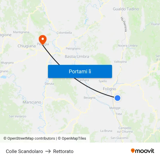 Colle Scandolaro to Rettorato map